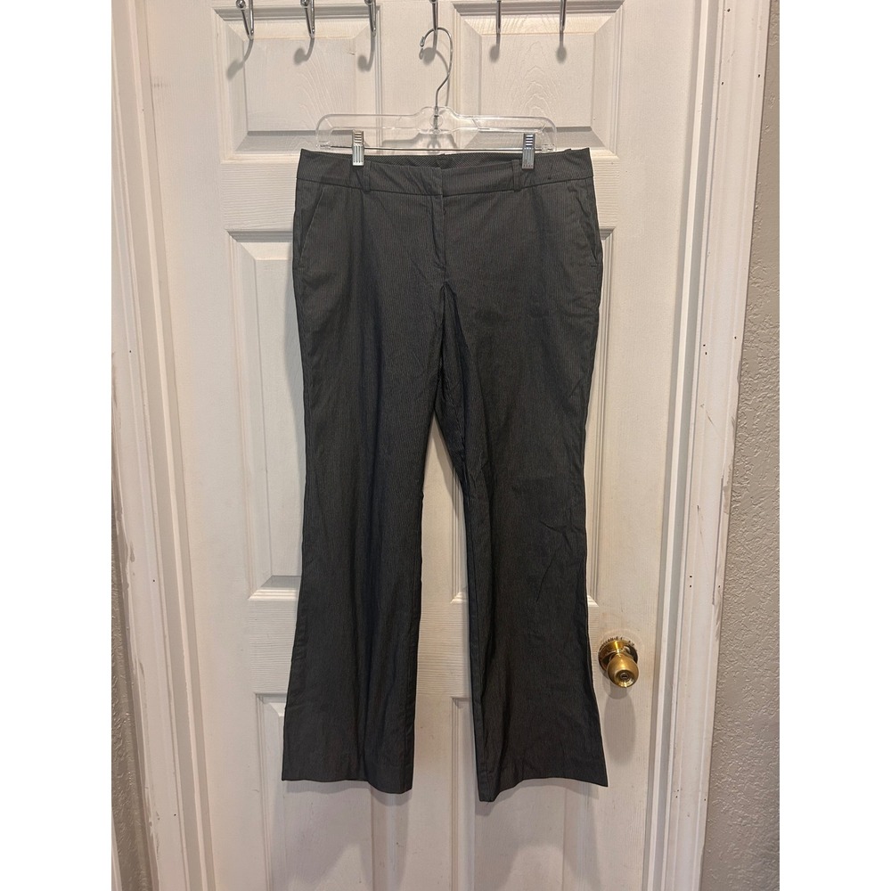 New York & Company Gray Pinstripe Stretch Dress Pants Women 10 Academia Classic